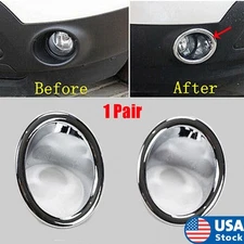 2 Pcs ABS Chrome Front Bumper Fog Light Lamp Cover Trims For Ford 11-15 Explorer