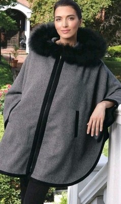 Sweitzer Linen 'margeau' Cashmere, Silk And Alpaca Cape Poncho OSFM Orig $1200