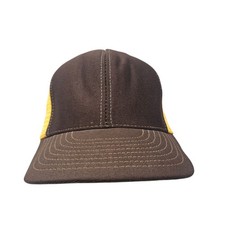 Reynolds Made In USA Brown Trucker Cap With Yellow Mesh Snapback