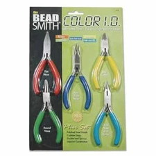 Beadsmith 5 pc Color ID plier set Round, Chain, Flat, Bent Chain & Side Cutter