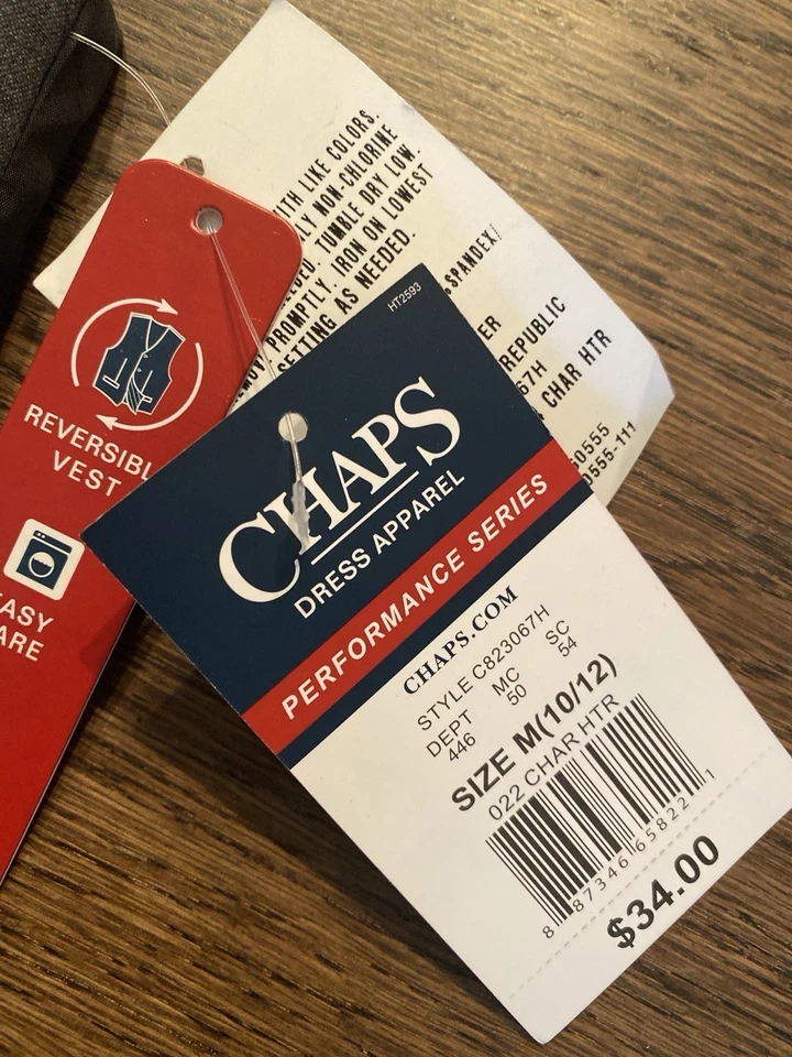 Chaps Boys Reversible Dress Vest Size M (10/12) Black Gray Formal Wedding NWT” - Image 3 of 3