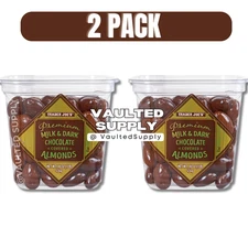 2 Packs Trader Joe's Premium Milk Dark Chocolate Covered Almonds 16 oz Each Pack