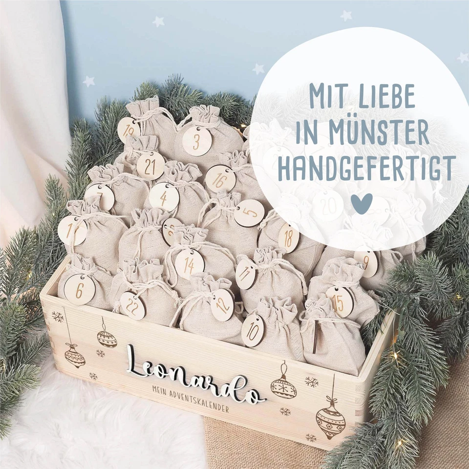Personalisierbare Adventskiste Kugeln mit 3D-Name Adventskalender zum Befüllen - Bild 4 von 4
