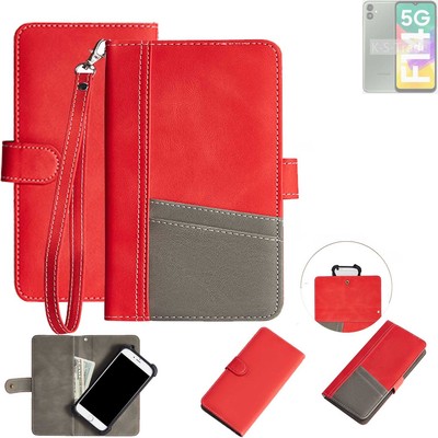 WALLETCASE HANDYTASCHE FÜR Samsung Galaxy A14  ROT, GRAU SCHUTZ HÜLLE BOOK FLI
