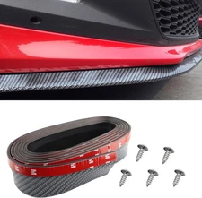 7.64Ft Car Front Bumper Lip Spoiler with Self-Adhesive,Rubber Carbon Fiber
