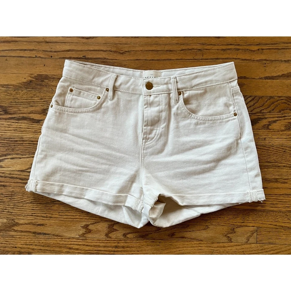 SEZANE Paris White 100% Cotton Denim Shorts  Women's Size 38 - Image 2 of 4