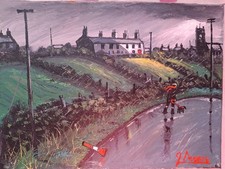 Original Ölgemälde James Downie 16x12 cm REGEN fertig zum Aufhängen