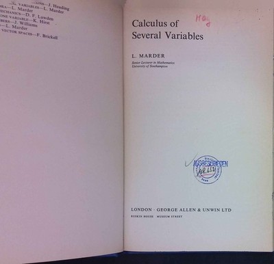 Calculus of Several Variables. Marder, Leslie: