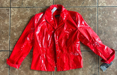 Pamela Mccoy NWT Vintage Leather Large Jacket Women Red