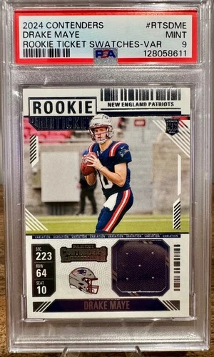 24’ Panini Contenders RC - Rookie Ticket Swatches Variation Drake Maye #RTS-DME