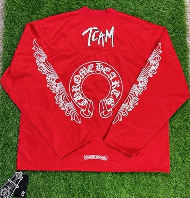 Chrome Hearts Red Mesh Jersey Long Sleeve V-Neck S Logo