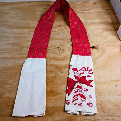 Christmas Kitchen Boa Towel Scarf Candy Cane Merry Christmas Holiday Red White