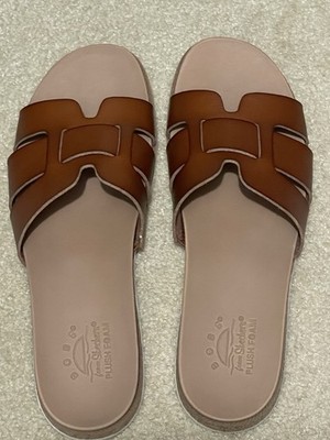 Skechers Bobs Desert Kiss Vegan Slide Sandals Peak Look size 9 Medium, Chestnut