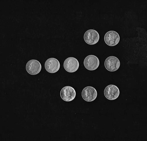 (10) U.S Mint 90% Silver Mercury & Roosevelt Dimes Lot-1916-52-MIXED GRADE w/ BU