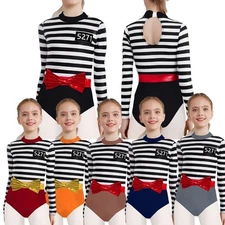 Kids Girls Jumpsuit Gymnastics Costume Crotch Press Buttons Bodysuit Theme