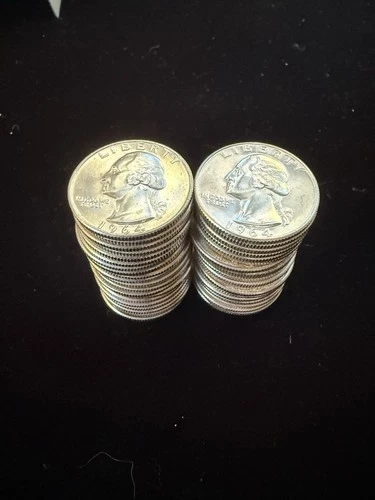Full Roll of 40 90% Silver BU Washington Quarters