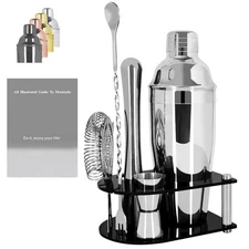 5 Piece Stainless Steel Bartender Kit 750ml Cocktail Shaker Bar Set Stand
