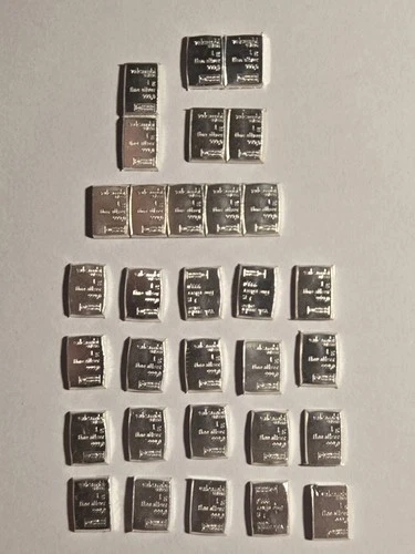 31 Bars Total Of 1 Gram Valcambi .999 Silver Bars One Troy Ounce