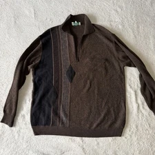 OGGI Mens Vintage Wool Blend Sweater Large | Polo Style, Geometric