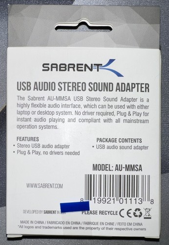 Sabrent USB Externer Stereo Sound Adapter für Windows & Mac (NEU) AU-MMSA - Bild 2 von 3