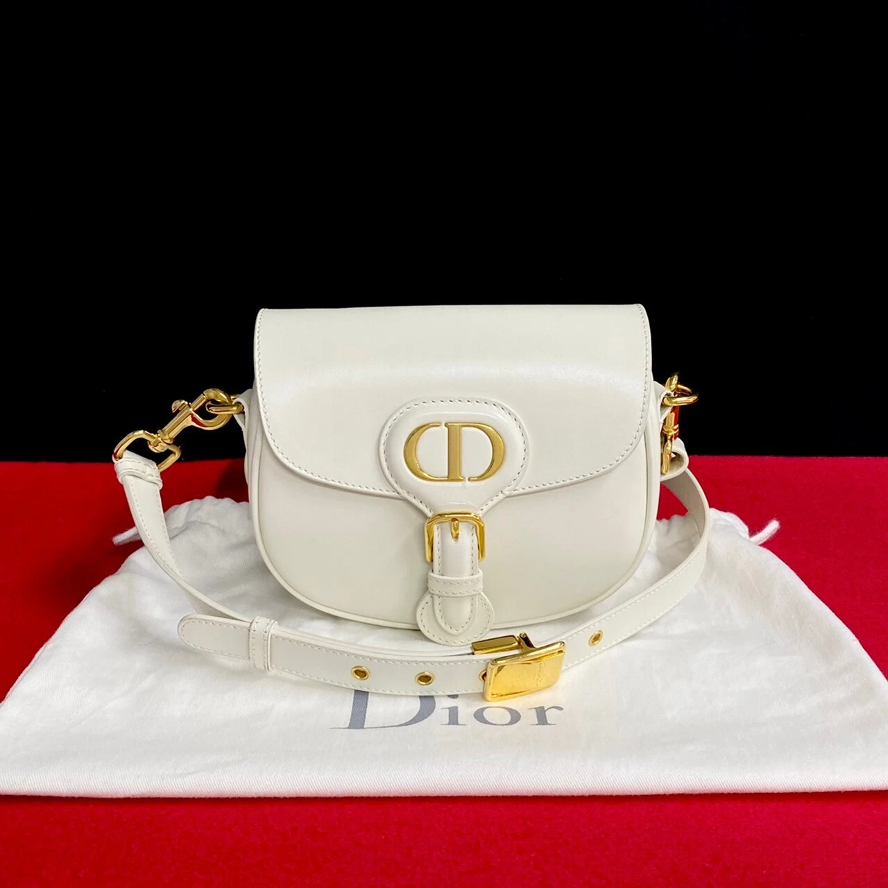 Christian Dior bobby petit sac à bandoulière boîte écharpe blanc 10920