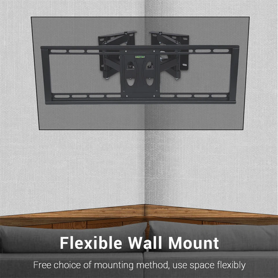 XL TV Wall Corner Mounted Heavy Duty Adjustable Full Swivel Tilt 32-65in LED LCD - Image 2 of 4