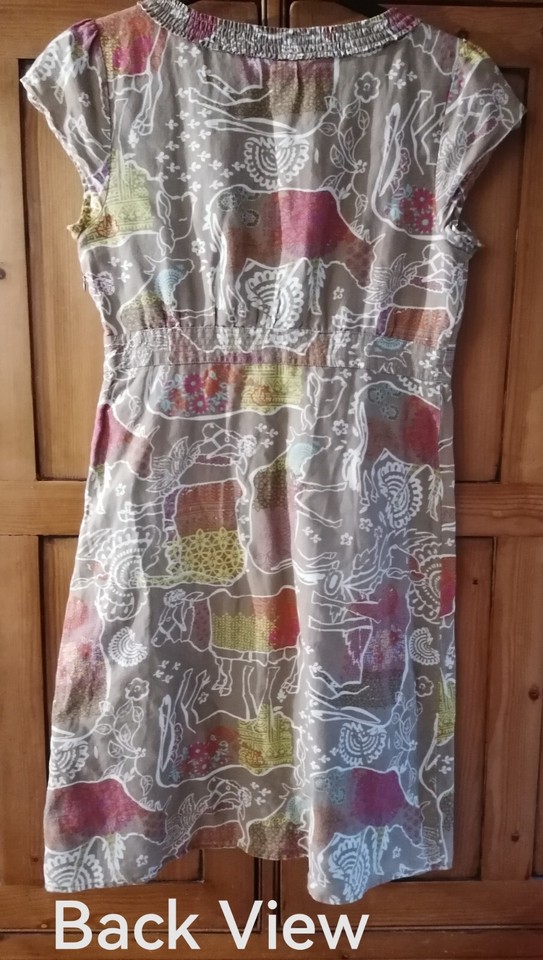 NWOT WHITE STUFF Cotton & Linen Tea Dress size 12 soft brown Fully