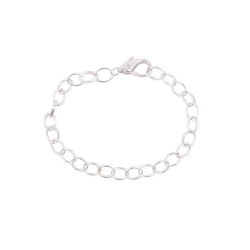 12PCS Silver Tone Metal Chain Dolphin Clasp Bracelets 22cm for Jewelry Making - Picture 3 of 4