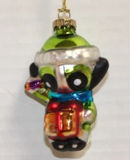 Large Eyed Character With Green Stocking Hat Christmas Ornament