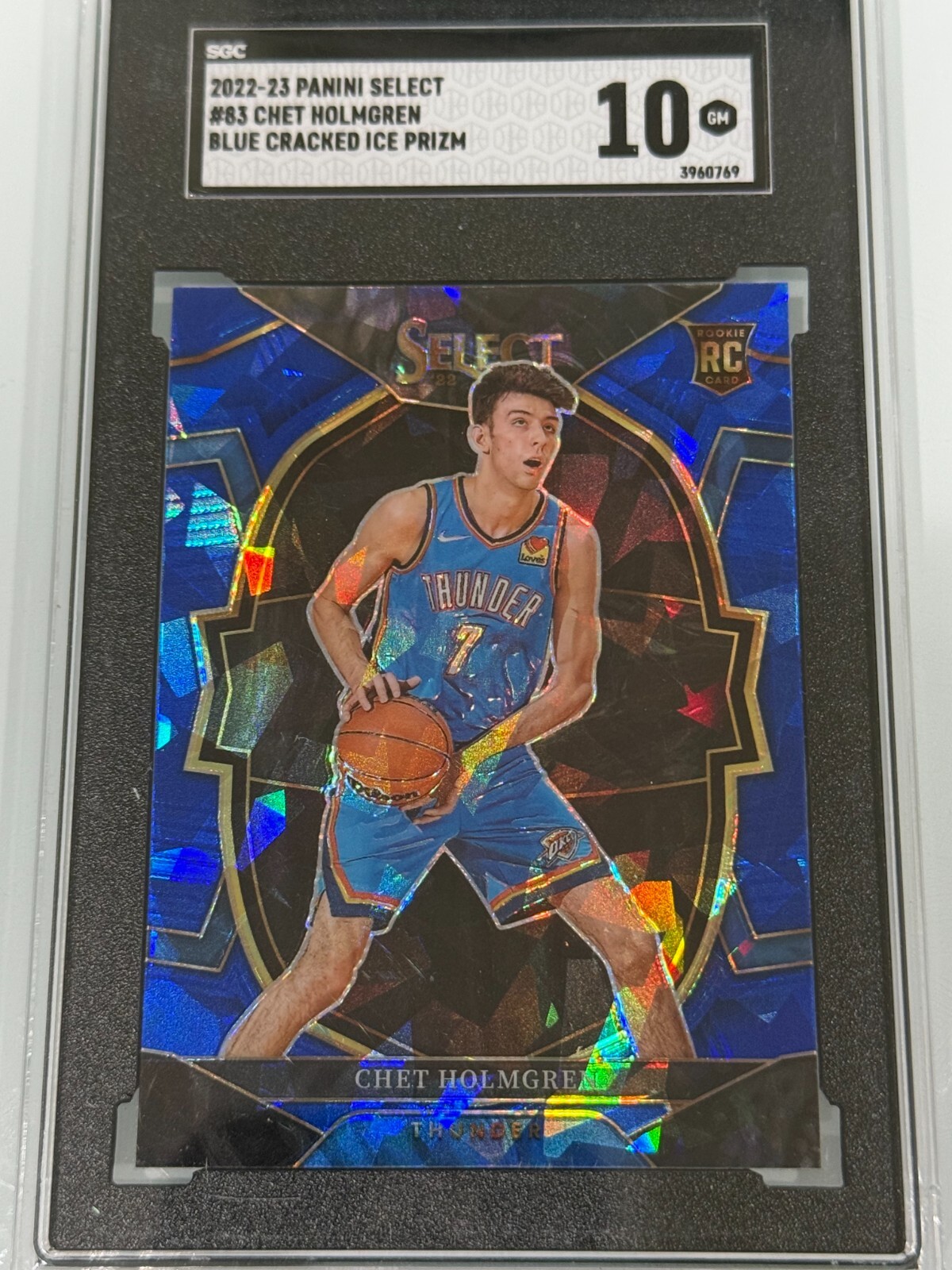 2022-23 Select Chet Holmgren Concourse Blue Cracked Ice Prizm RC #83 PSA 10