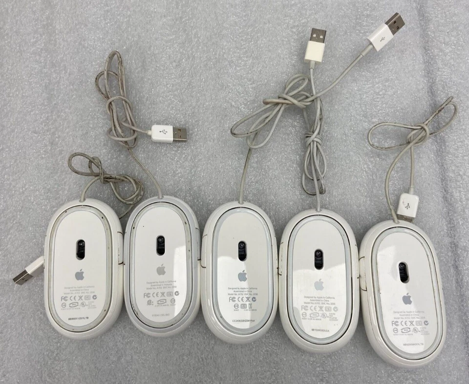 LOTE DE 5 Apple A1152 Ratón Blanco USB Ratón Óptico con Cable Genuino OEM Envío y devolución gratuitos Foto 4 de 4