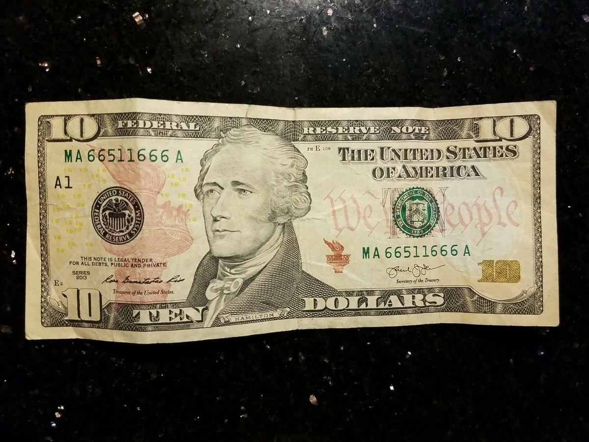 2013 DEVIL'S NOTE Ten Dollar Bill serial no. MA 66511666 A