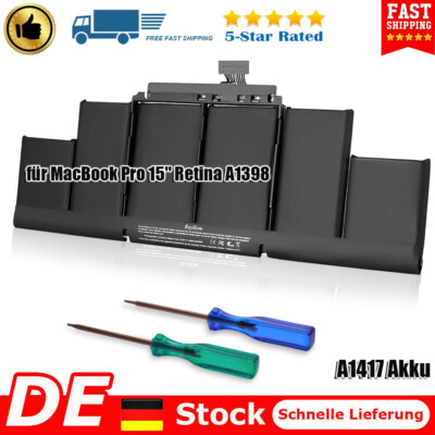 A1417 Akku für Apple MacBook Pro 15'' Retina A1398 Mid 2012-Early 2013 LiPo 95Wh