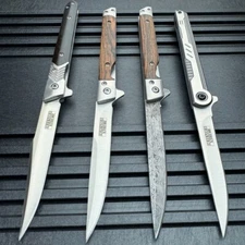 8" Defender Military Tactical Ball Bearing Folding Pocket Knife Blade w/ Sheath