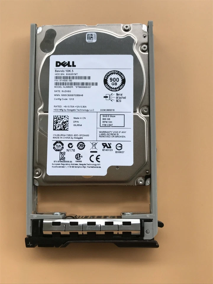 Dell 8JRN4 Savvio 10K.5 900GB 2.5" 10000RPM SAS ST9900805SS Hard Drive W/ Tray - Image 2 of 4
