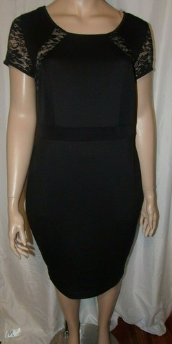 Size 18, 20,22 Women Trixxi Blue or Black Lace Short Sleeve Body Con Dress - Picture 7 of 12