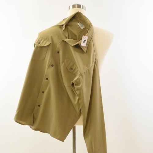 70s Vintage Osh Kosh Western Work Shirt Snap Front Mens L Khaki Cotton Workwear - Picture 4 of 4