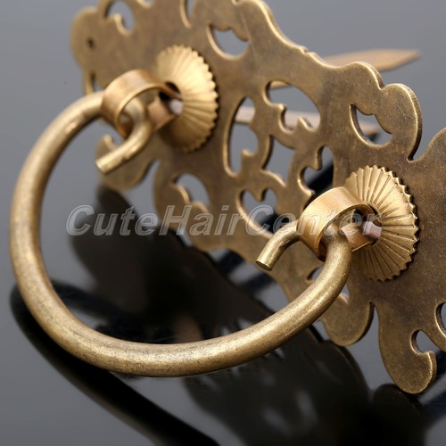 Antique Engraving Brass Handle Pulls Retro Chinese Style Hardware Furniture Knob - Picture 9 of 10