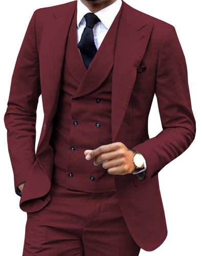 Customize Men 3Pcs Suits Prom Wedding Party Tuxedo Notch Lapel Blazer+Vest+Pants - 第 16/22 張圖片
