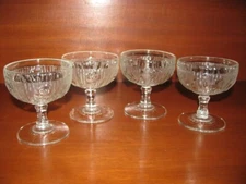 Jeanette Iris & Herringbone Clear Depression  Set of 4 Tall Champagne/Sherbet