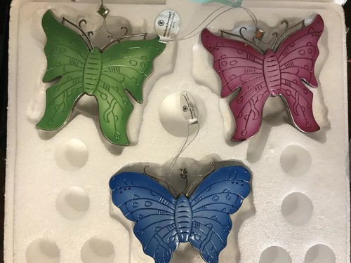2002 BRADFORD HEIRLOOM PORCELAIN SILKEN WINGS BUTTERFLY ORNAMENT SET 4th Edition - Picture 6 of 10