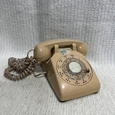 Vintage AT&T Bell System Western Electric Rotary Desk Phone Beige Dusty Pink
