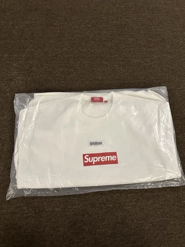 Sweat BOGO col rond délavé logo Supreme Box blanc XXL