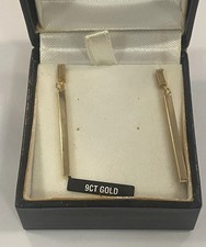 9ct Yellow Gold Vintage Bar Drop Dangle Earrings Boxed 375 Pierced Earrings