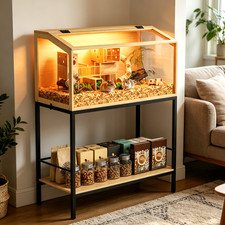 Large Elevated Wooden Hamster Cage with Storage Shelf Pine Guinea Pig Hut Stand