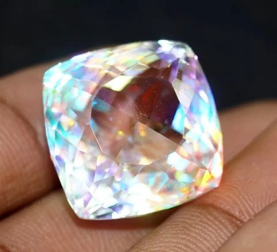 Certified 68 Ct Rainbow Mystic Topaz Cushion Cut Loose Gemstone 26x20x18mm