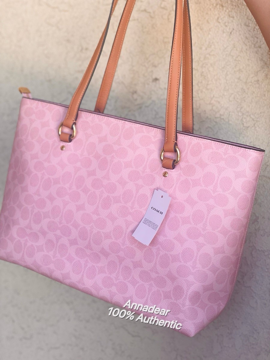 NWT Coach Station Tote Bag Signature Canvas In Powder Pink CEA21