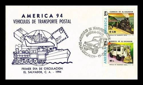 Dr Jim Stamps El Salvador America '94 Mail Transport Vehicles 2v Set FDC