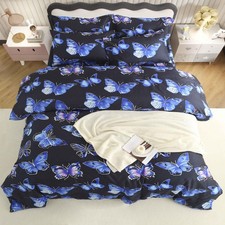 7PCS Butterfly Bedding Set Queen Butterfly Comforter Set and Bed Sheets Bed i...