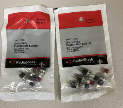 RadioShack SPST Mini Momentary Pushbutton Switch Lot of 2  (275-1547) 4 Per Pack